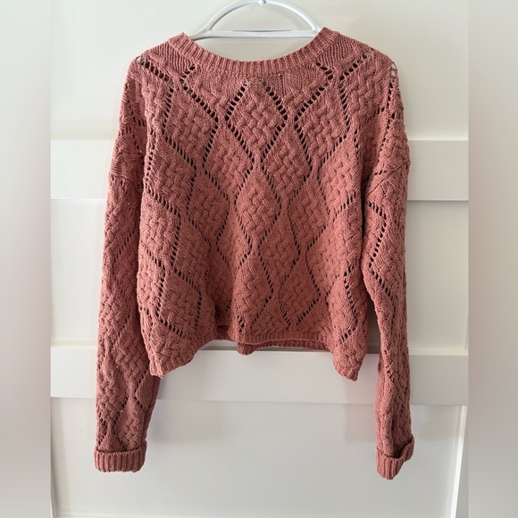New Sincerely Jules crochet sweater boho cottagecore soft rose  size Medium - Picture 1 of 7